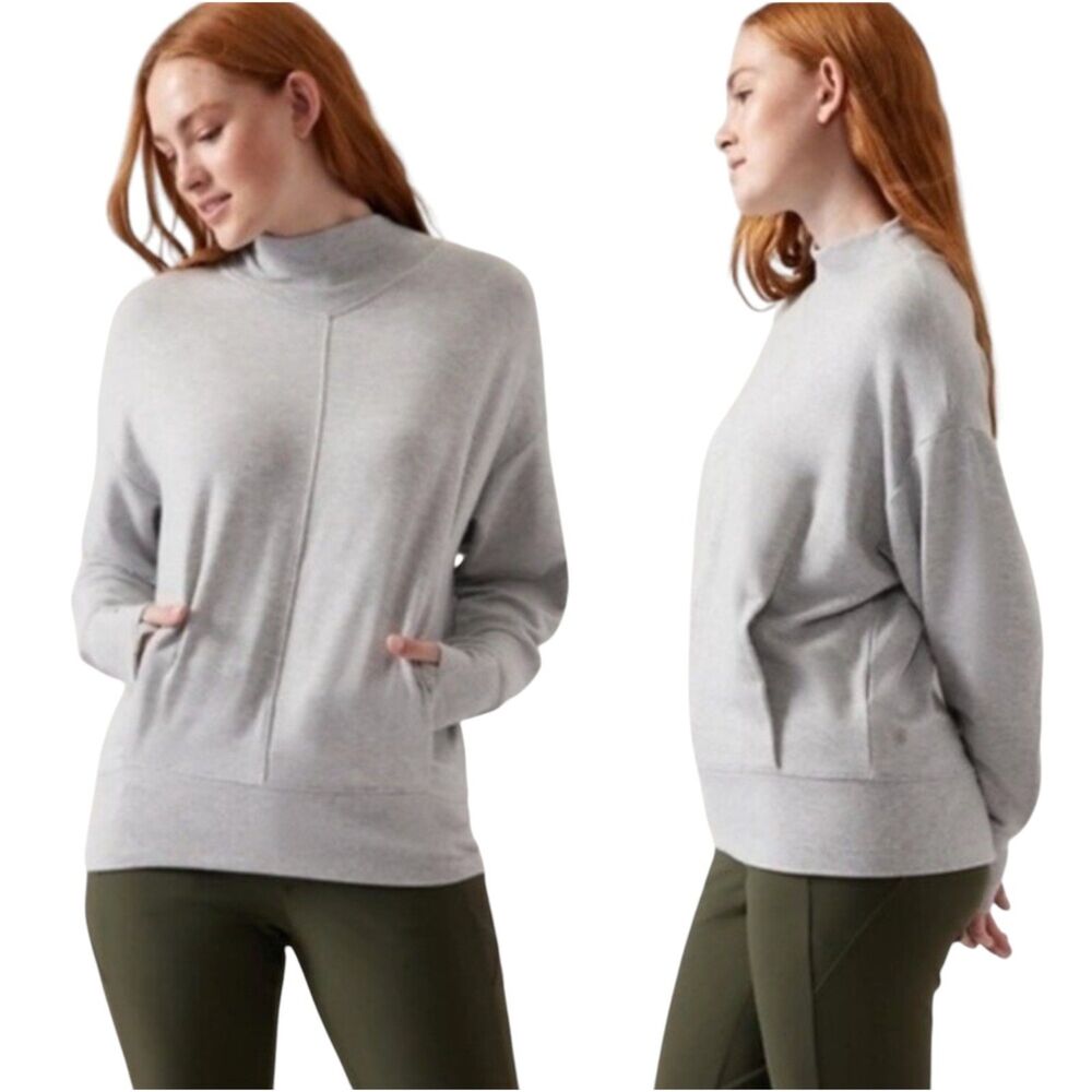 Athleta Apollo Crewneck Sweatshirt Gray Long Sleeve Women’s Small 466775